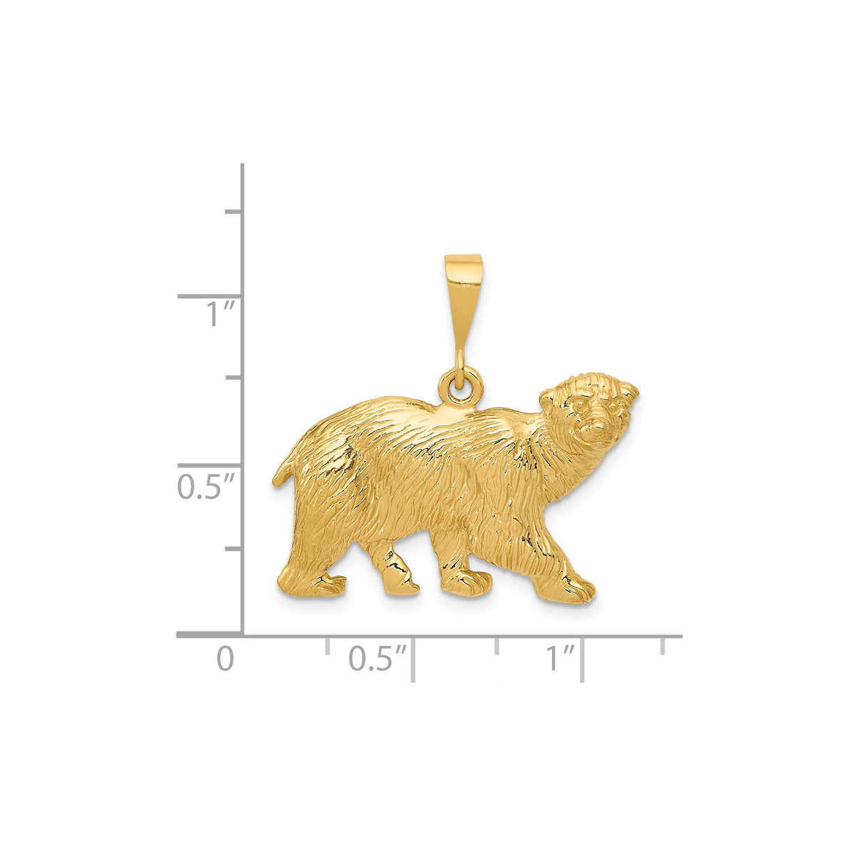 14k Yellow Gold Bear Pendant with Grizzly Design, Symbol of Strength and Wilderness