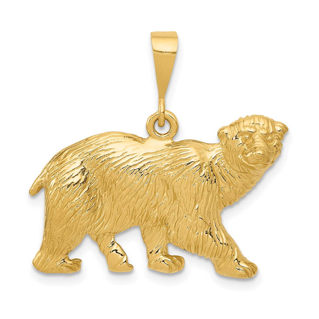 14k Yellow Gold Bear Pendant with Grizzly Design, Symbol of Strength and Wilderness