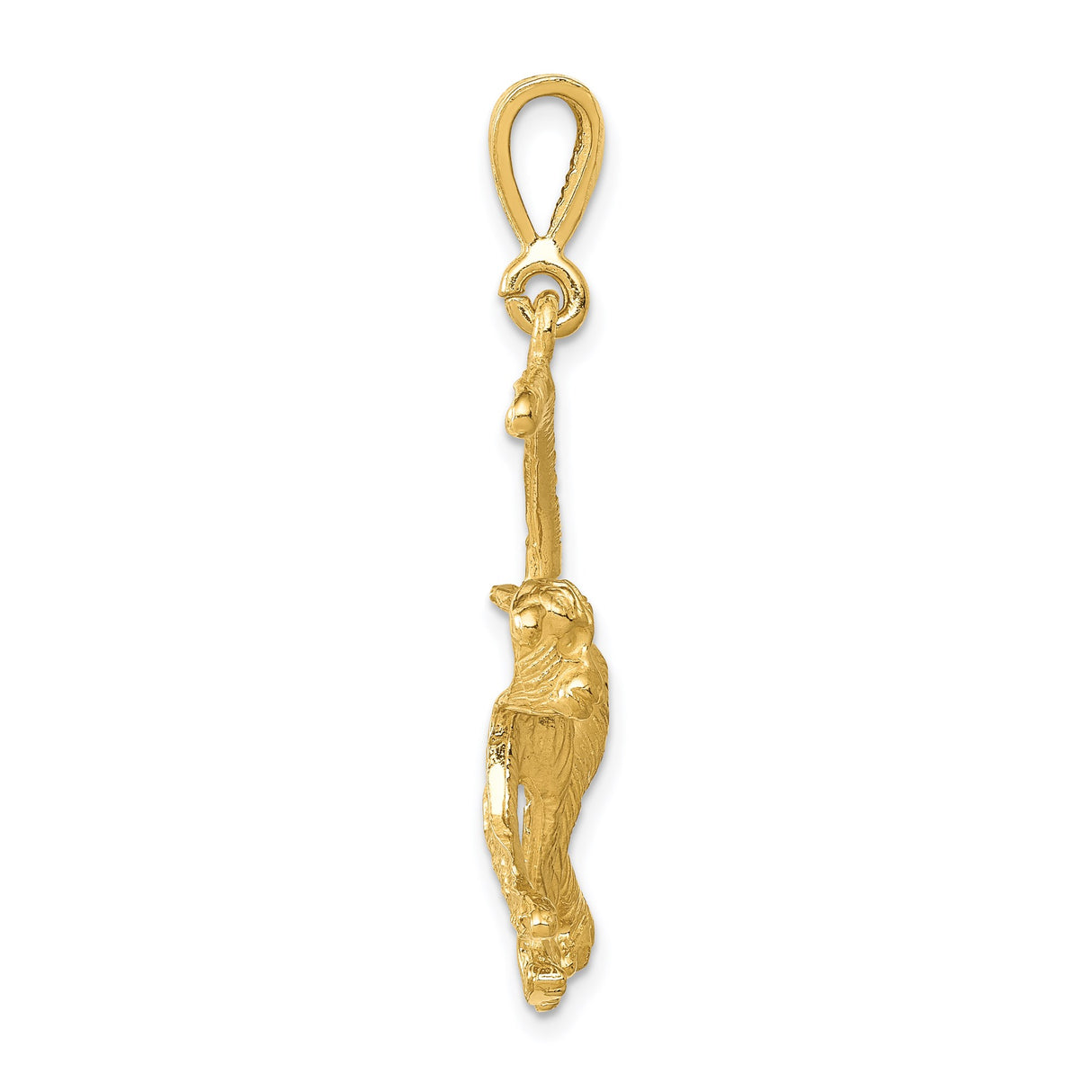 14k Yellow Gold Monkey Pendant, Textured Animal Charm, Zodiac Jewelry for Men and Women