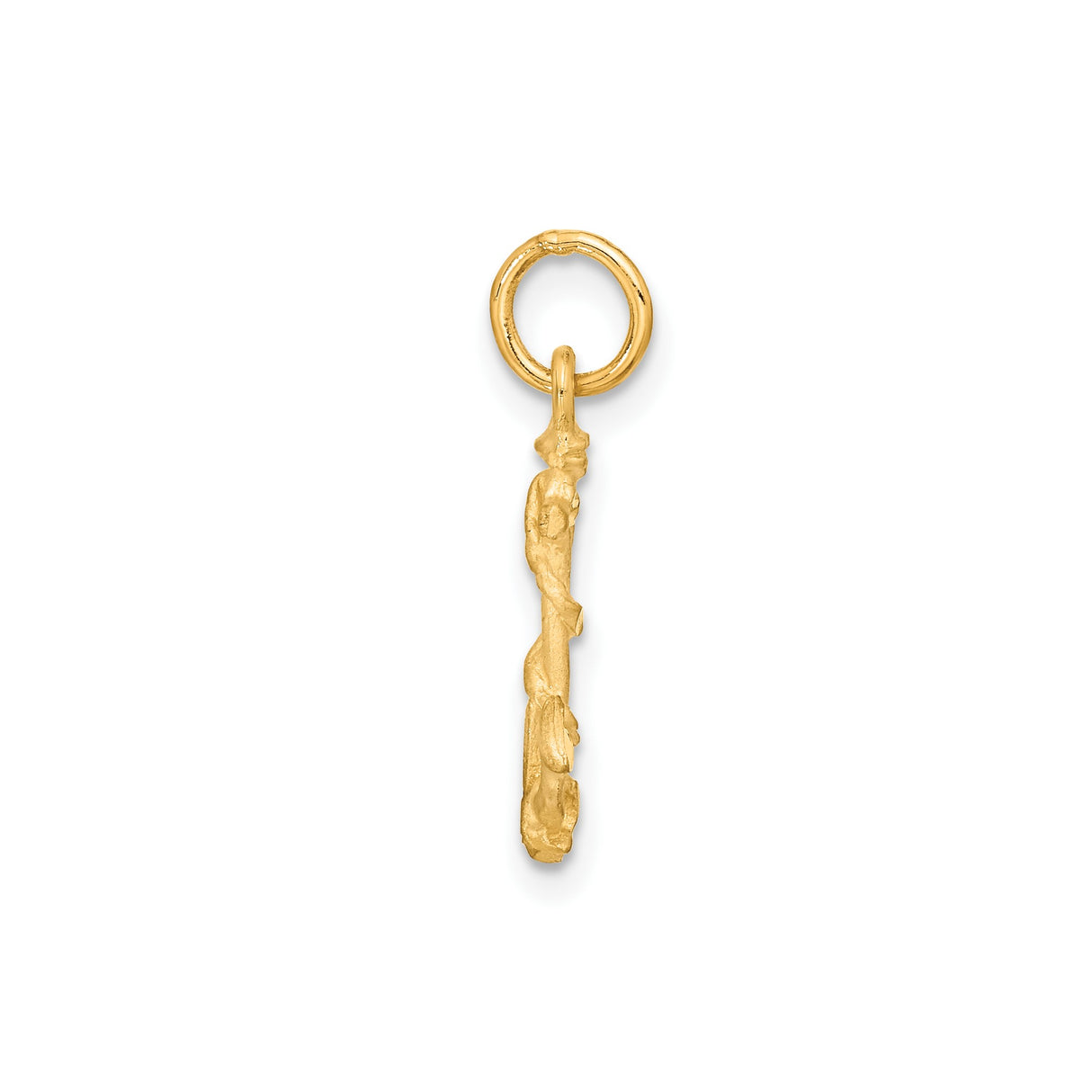 14k Yellow Gold Anchor Pendant with Textured Rope Design, Nautical Maritime Charm