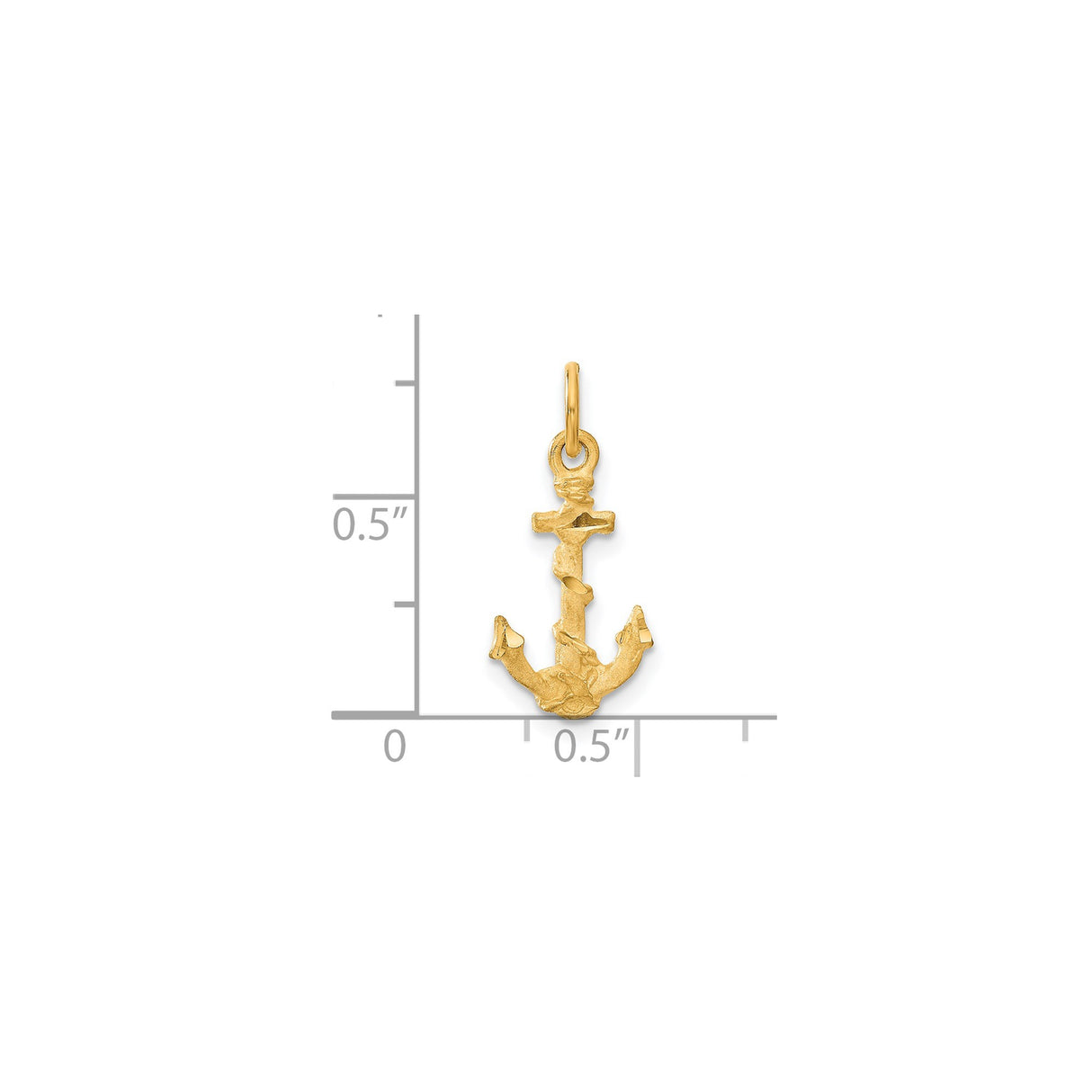 14k Yellow Gold Anchor Pendant with Textured Rope Design, Nautical Maritime Charm