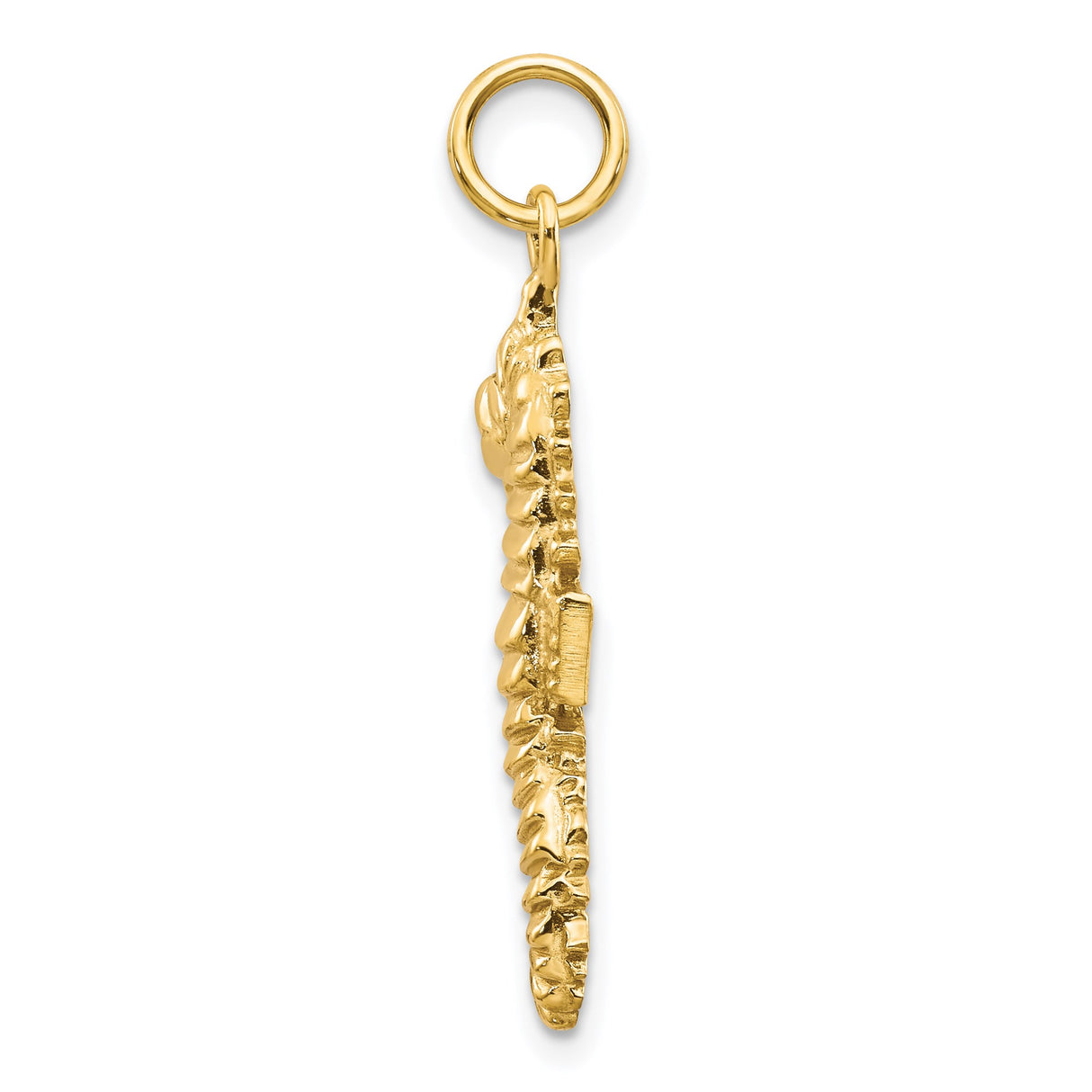 14k Yellow Gold Seahorse Pendant Charm, Detailed Ocean Animal Design, Nautical Style