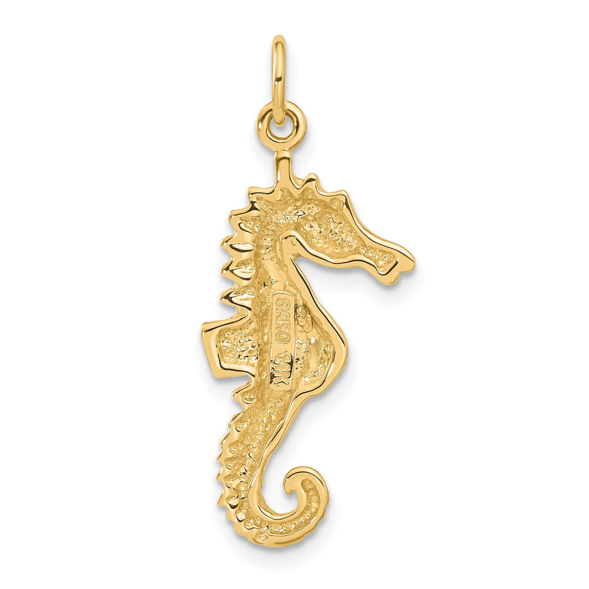14k Yellow Gold Seahorse Pendant Charm, Detailed Ocean Animal Design, Nautical Style