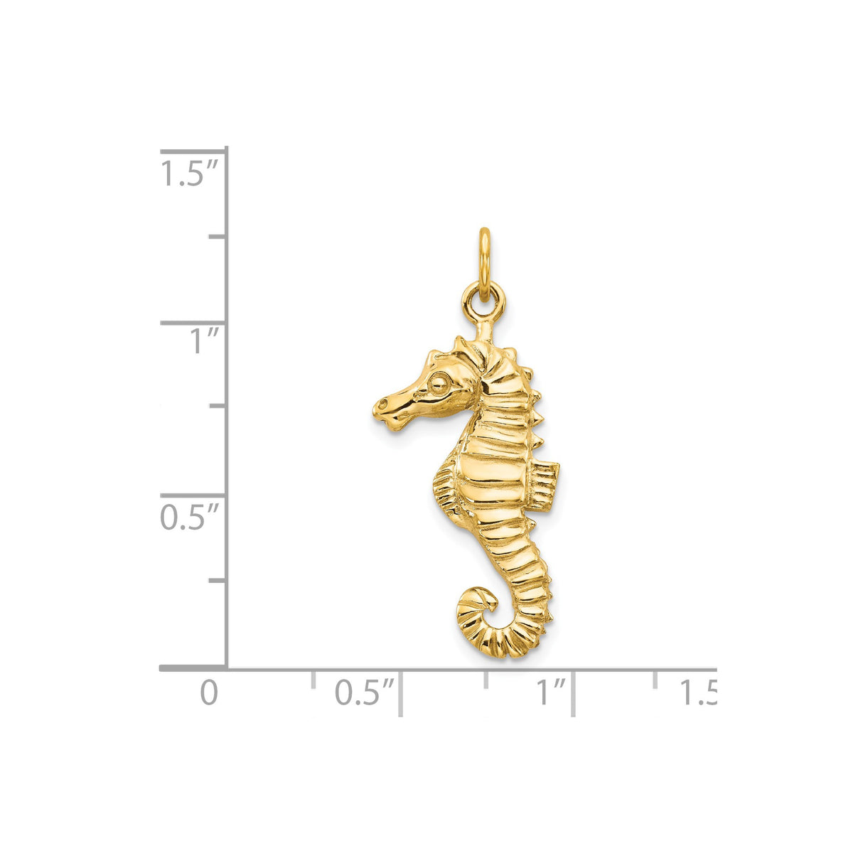 14k Yellow Gold Seahorse Pendant Charm, Detailed Ocean Animal Design, Nautical Style