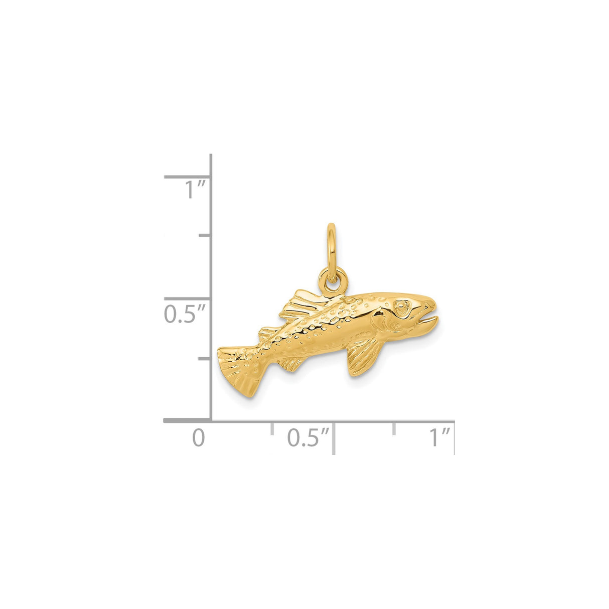14k Yellow Gold Trout Pendant with Detailed Fish Design, Nature Jewelry for Anglers and Outdoors Lovers