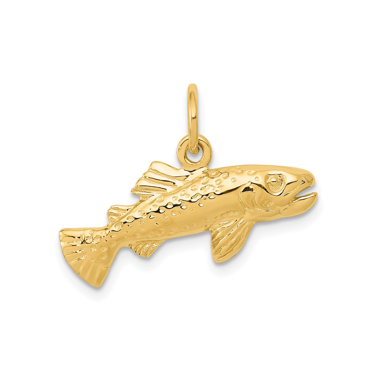 14k Yellow Gold Trout Pendant with Detailed Fish Design, Nature Jewelry for Anglers and Outdoors Lovers