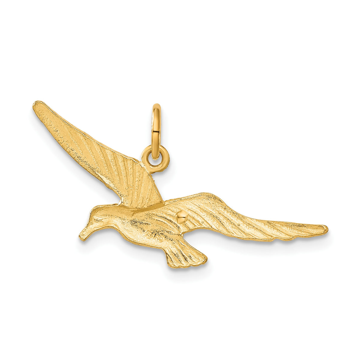 14k Yellow Gold Seagull Pendant, Flying Bird Nature Charm, Unisex or Womens Jewelry