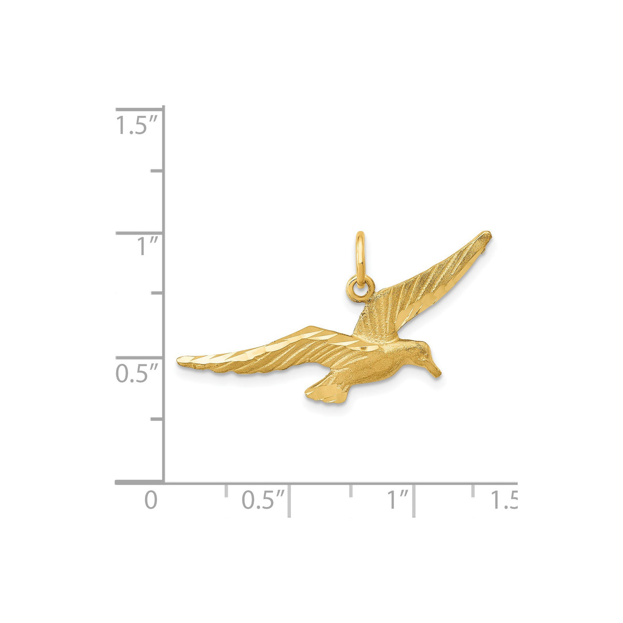 14k Yellow Gold Seagull Pendant, Flying Bird Nature Charm, Unisex or Womens Jewelry