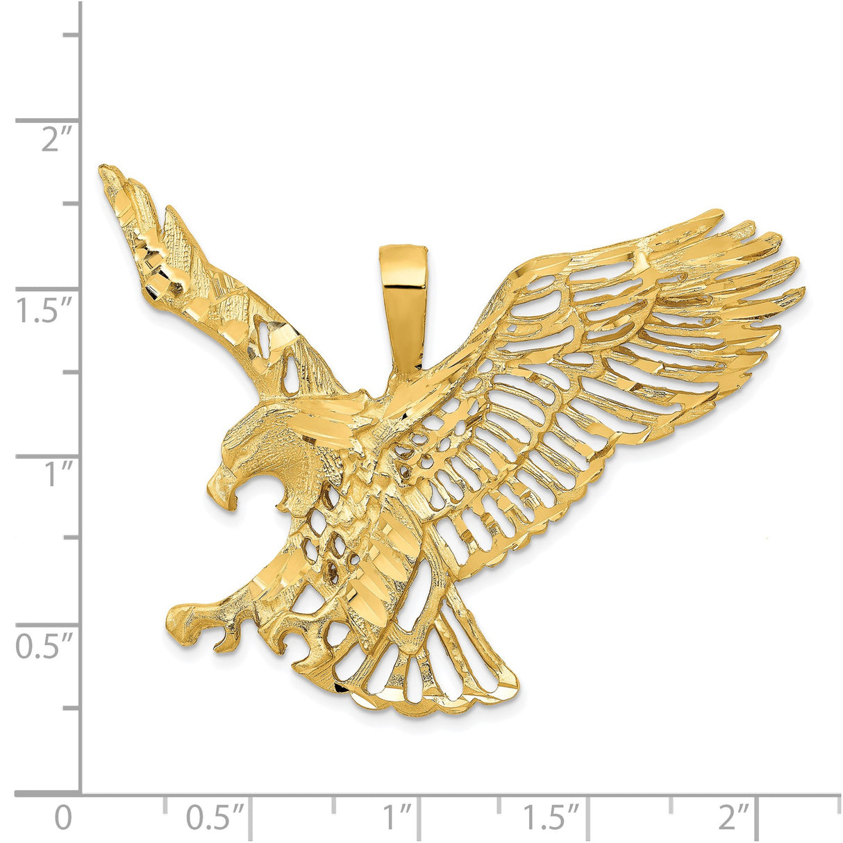 14k Yellow Gold Eagle Pendant with Outstretched Wings, Openwork Patriotic Design for Men