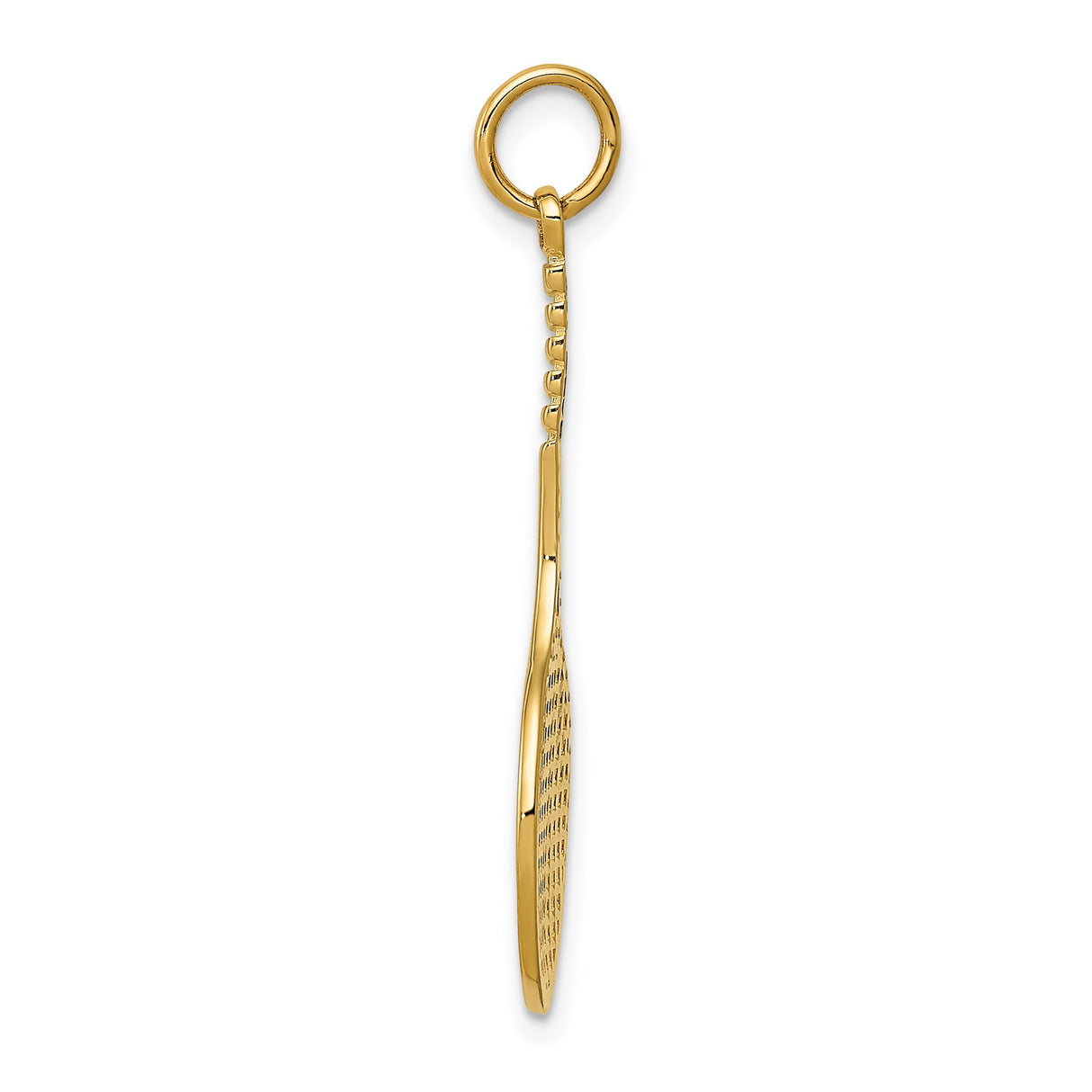 14k Yellow Gold Tennis Racket Pendant Charm with Detailed String Design