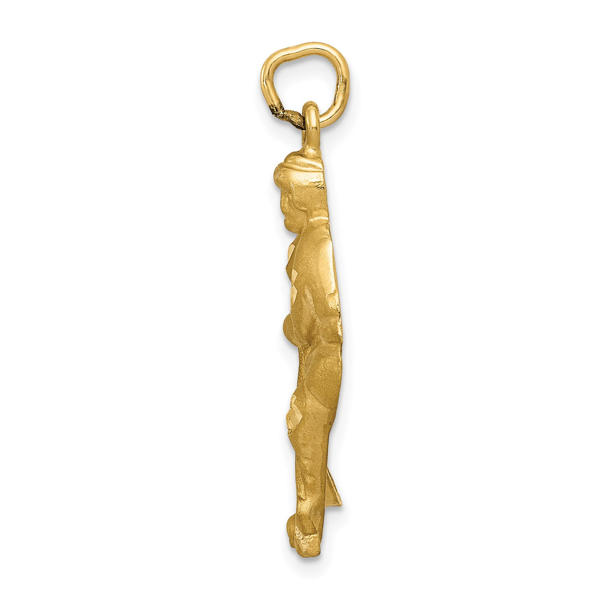 14k Yellow Gold Hockey Player Pendant, Ice Hockey Athlete in Action Charm for Men or Unisex