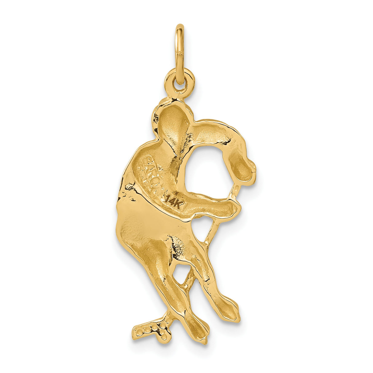 14k Yellow Gold Hockey Player Pendant, Ice Hockey Athlete in Action Charm for Men or Unisex