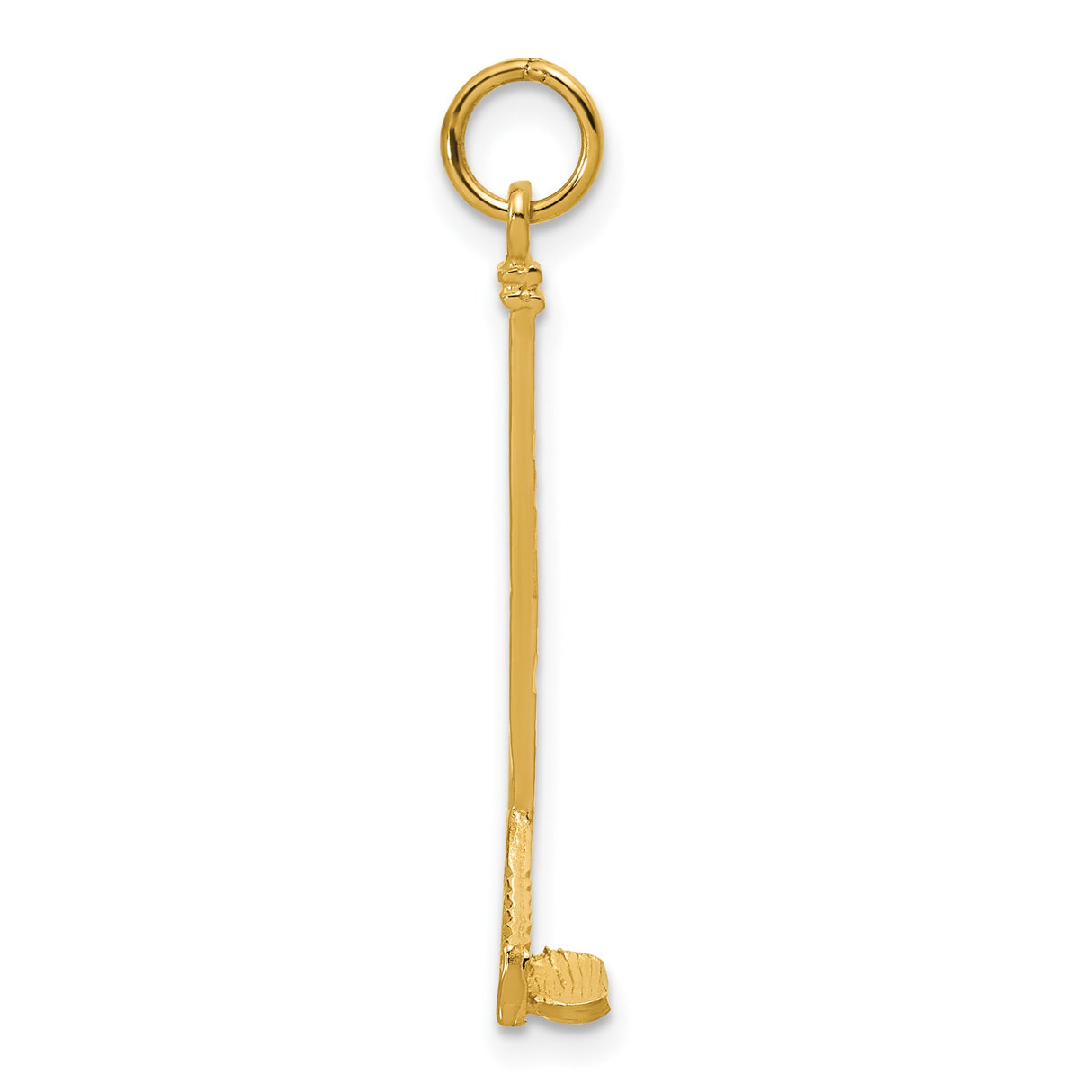14k Yellow Gold Hockey Stick with Puck Pendant, Sports Charm for Players and Fans