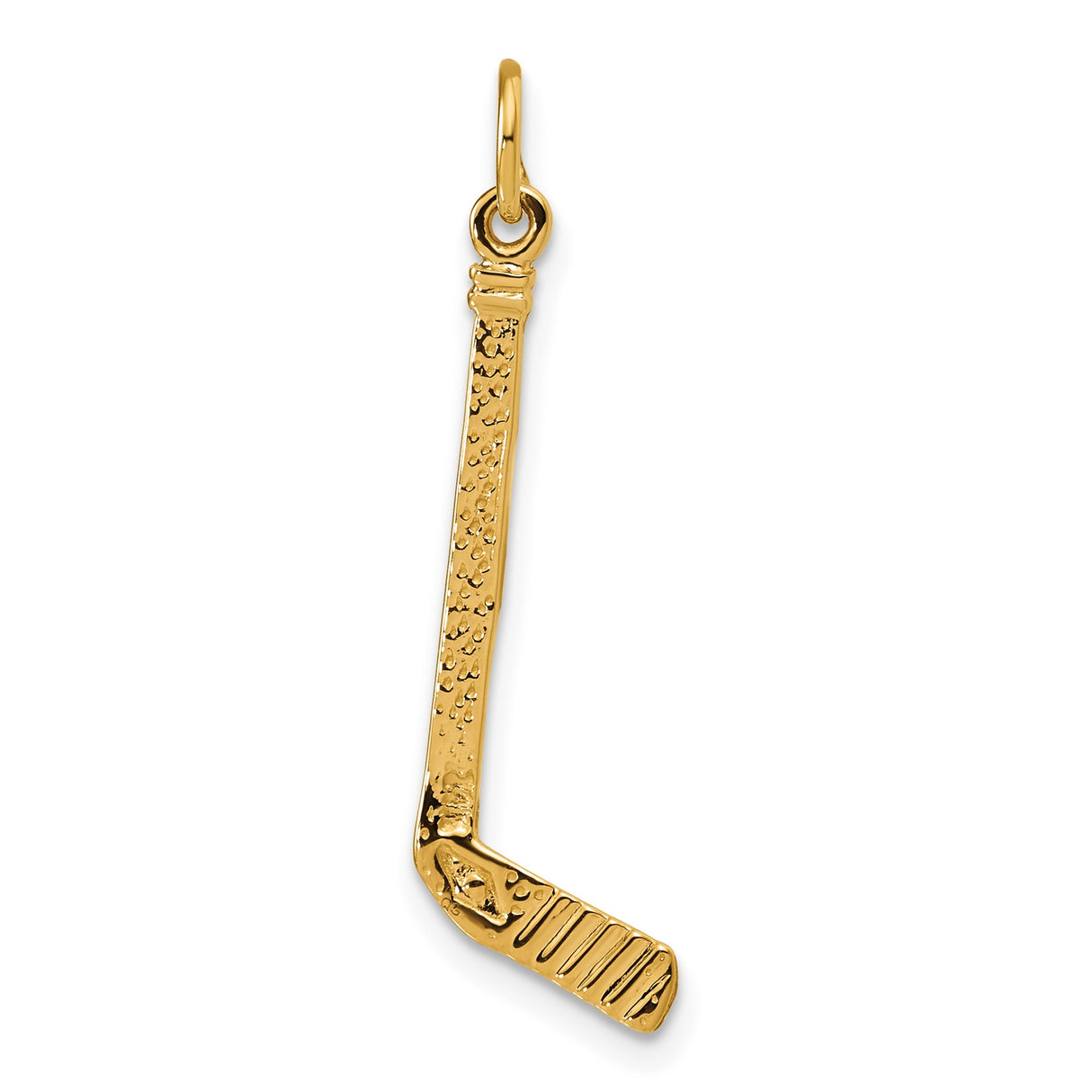 14k Yellow Gold Hockey Stick with Puck Pendant, Sports Charm for Players and Fans
