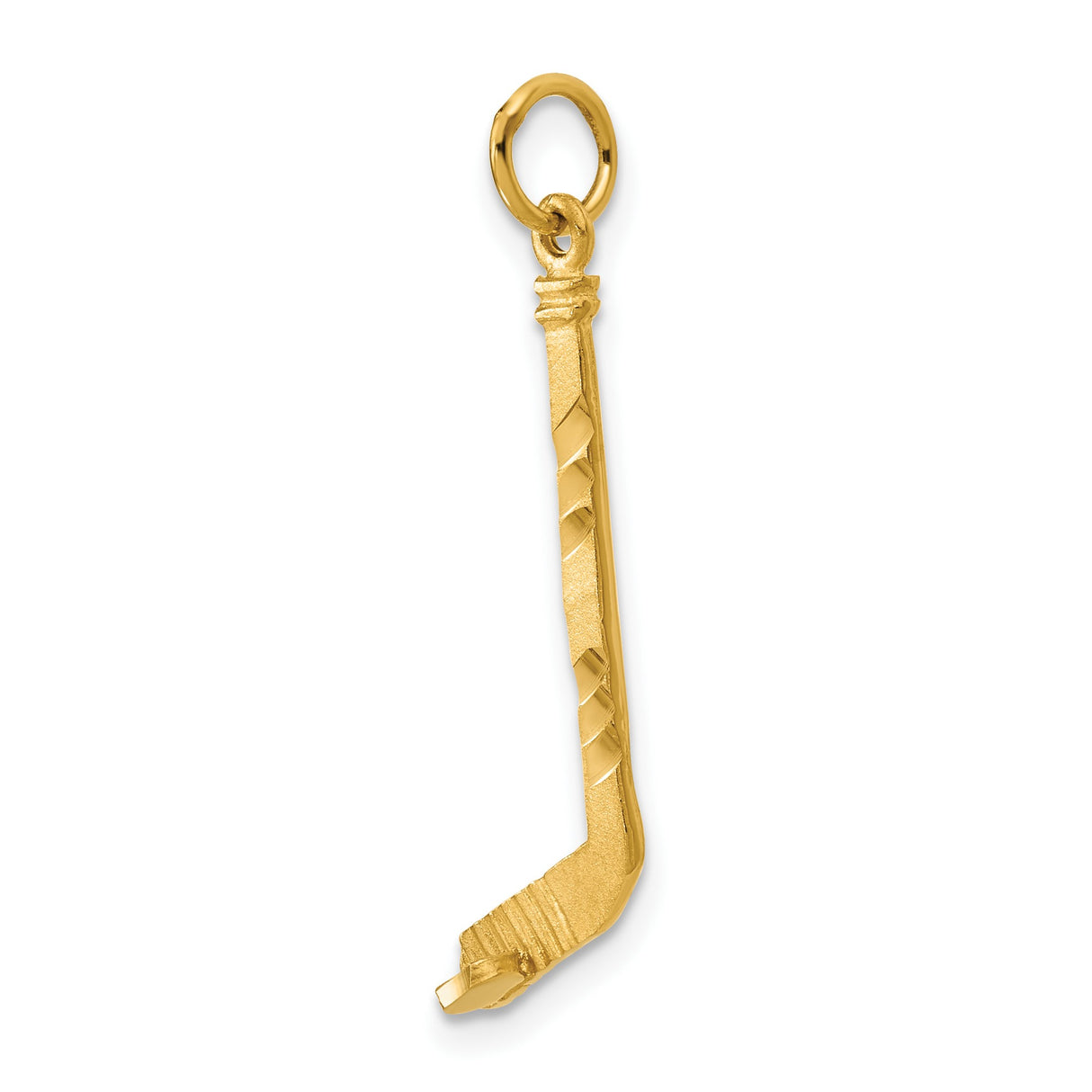 14k Yellow Gold Hockey Stick with Puck Pendant, Sports Charm for Players and Fans