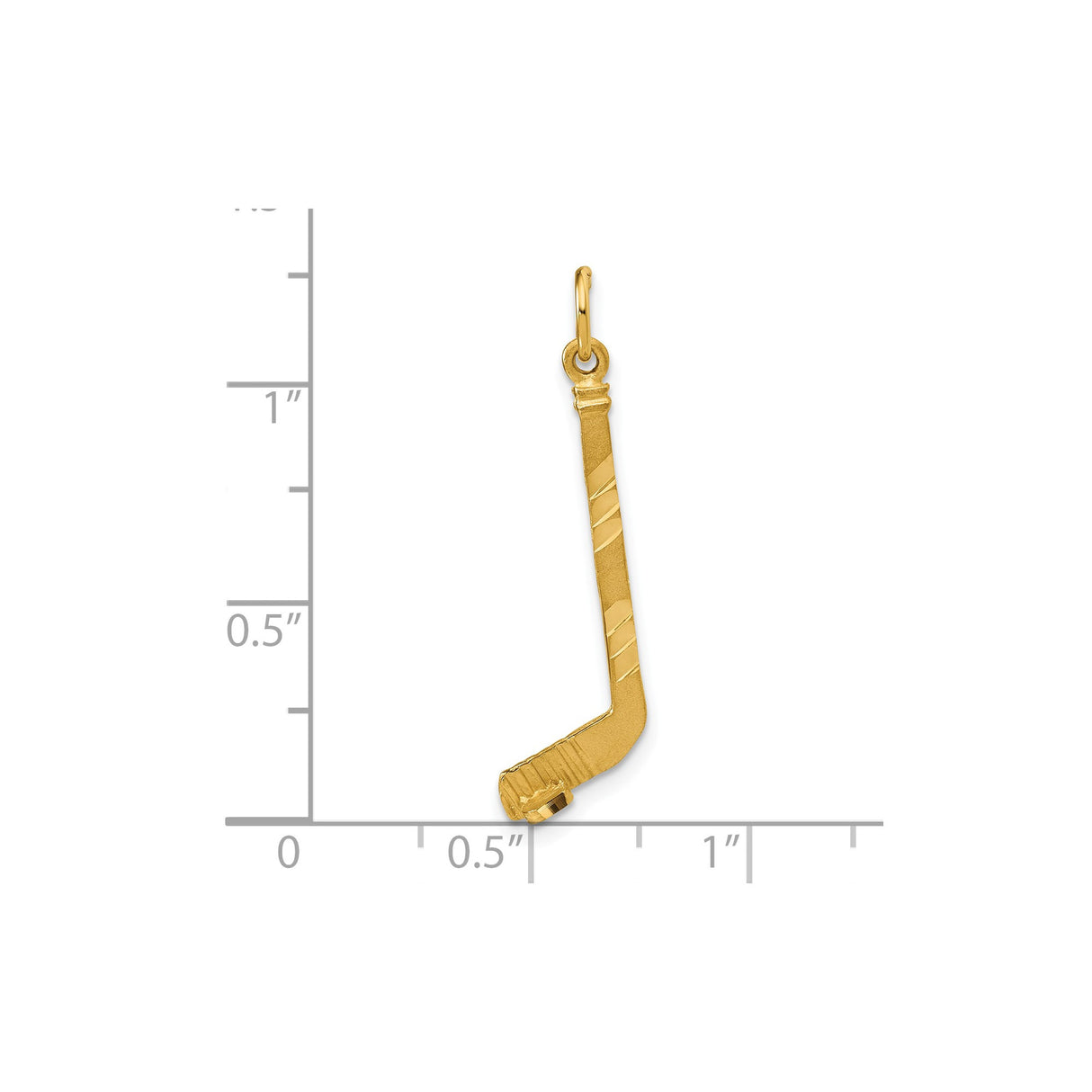 14k Yellow Gold Hockey Stick with Puck Pendant, Sports Charm for Players and Fans