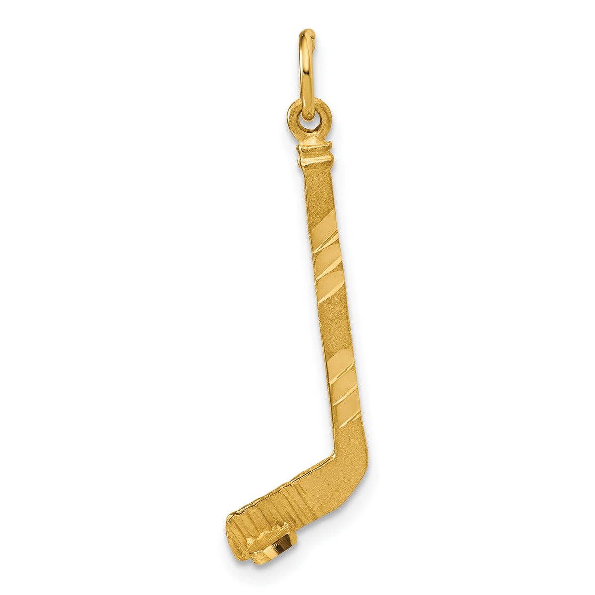 14k Yellow Gold Hockey Stick with Puck Pendant, Sports Charm for Players and Fans
