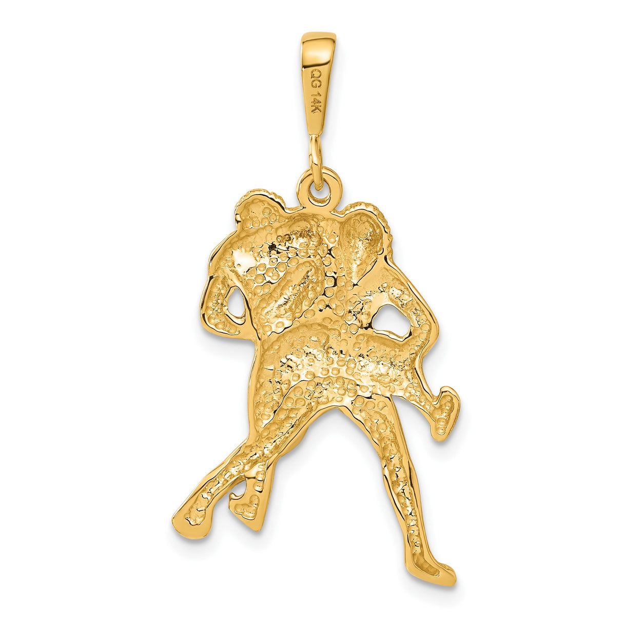 14k Yellow Gold Wrestling Pendant Featuring Grappling Athletes in Action Pose for Men and Teens