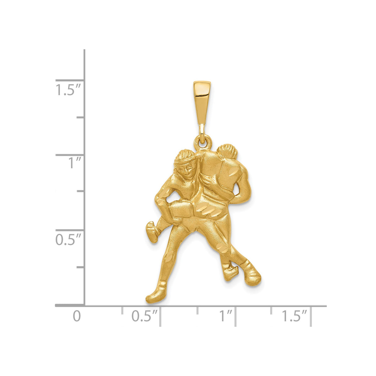 14k Yellow Gold Wrestling Pendant Featuring Grappling Athletes in Action Pose for Men and Teens
