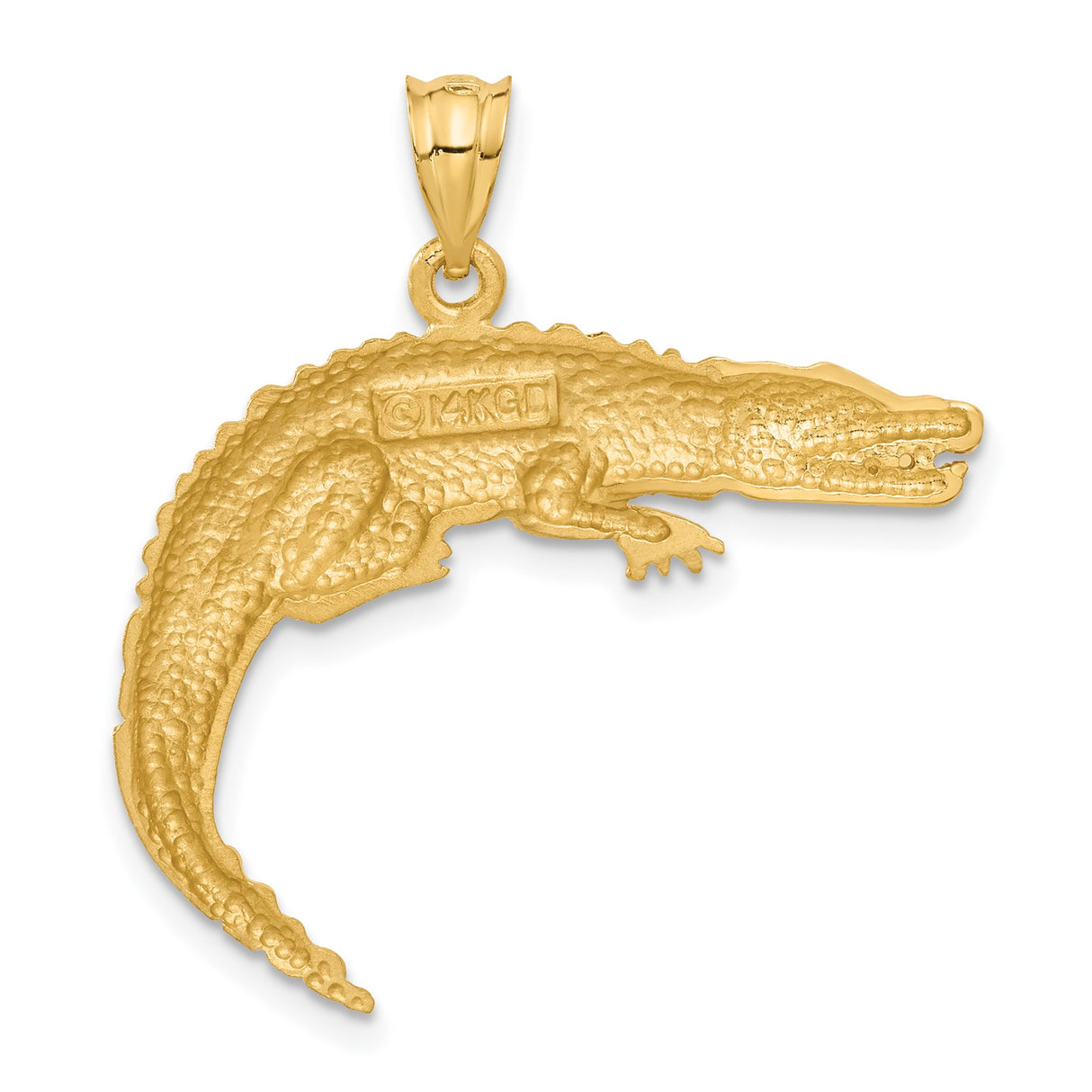 14k Yellow Gold Alligator Pendant, Detailed Crocodile Charm, Wildlife Animal Jewelry for Men or Unisex
