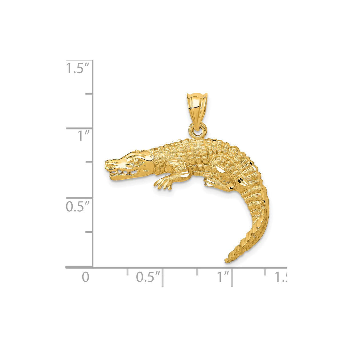 14k Yellow Gold Alligator Pendant, Detailed Crocodile Charm, Wildlife Animal Jewelry for Men or Unisex