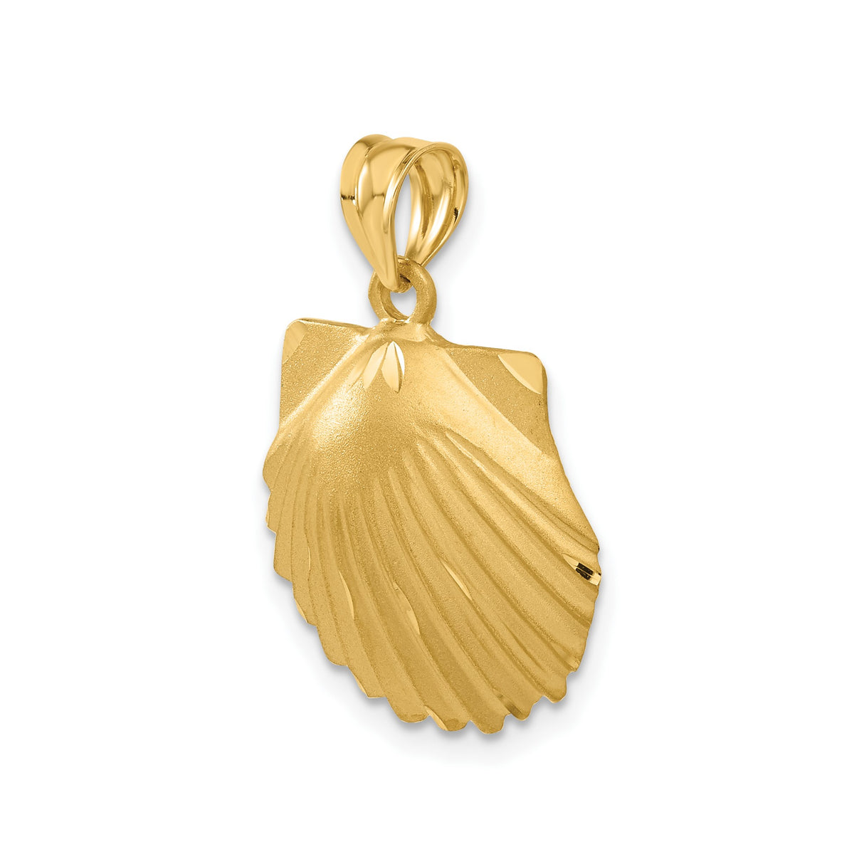 14k Yellow Gold Scallop Shell Pendant, Camino de Santiago Spiritual Travel Charm for Women