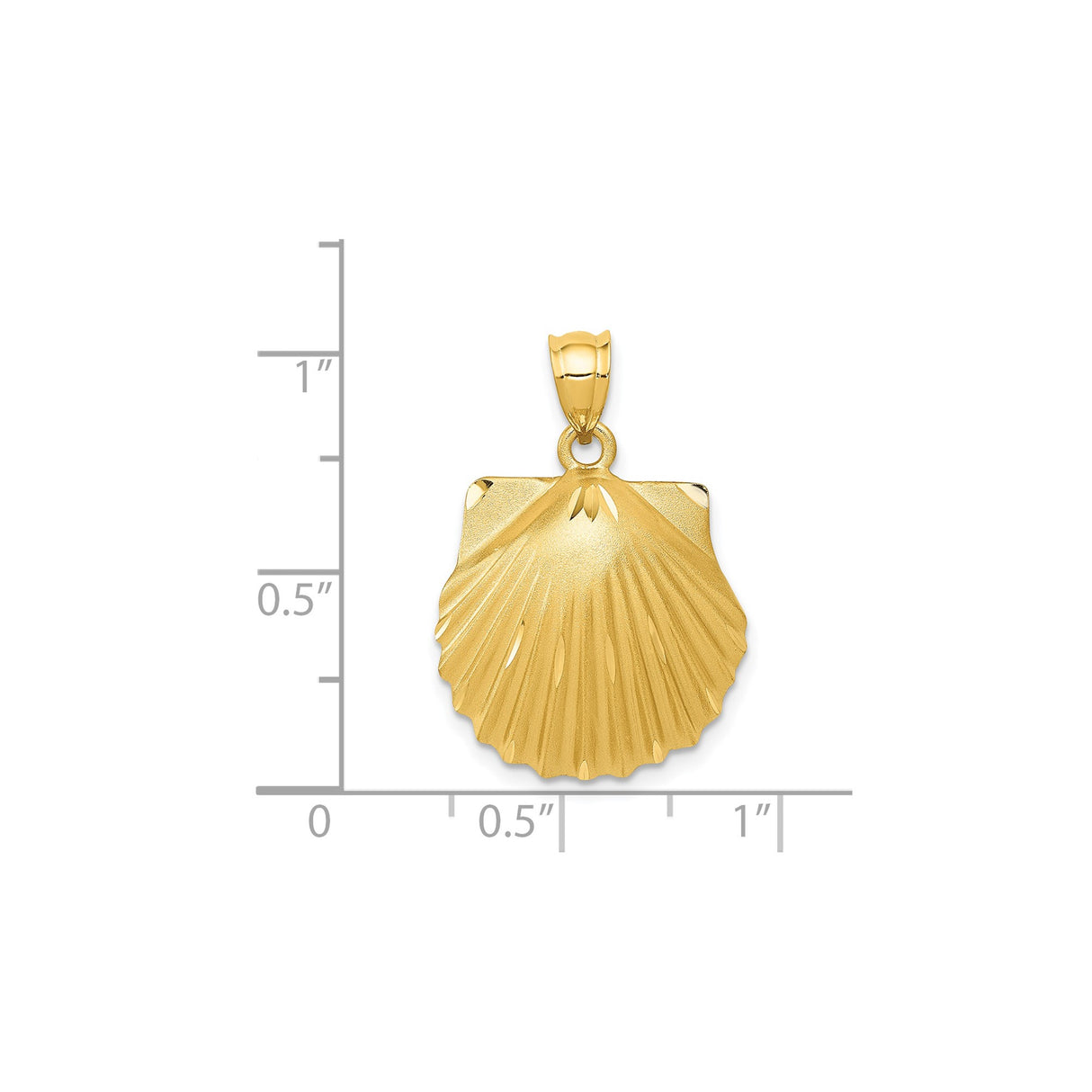 14k Yellow Gold Scallop Shell Pendant, Camino de Santiago Spiritual Travel Charm for Women