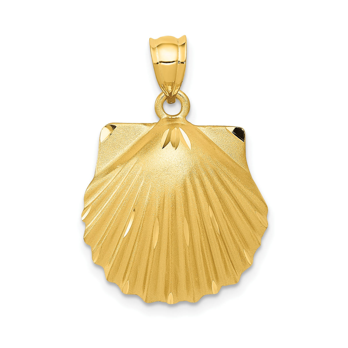 14k Yellow Gold Scallop Shell Pendant, Camino de Santiago Spiritual Travel Charm for Women
