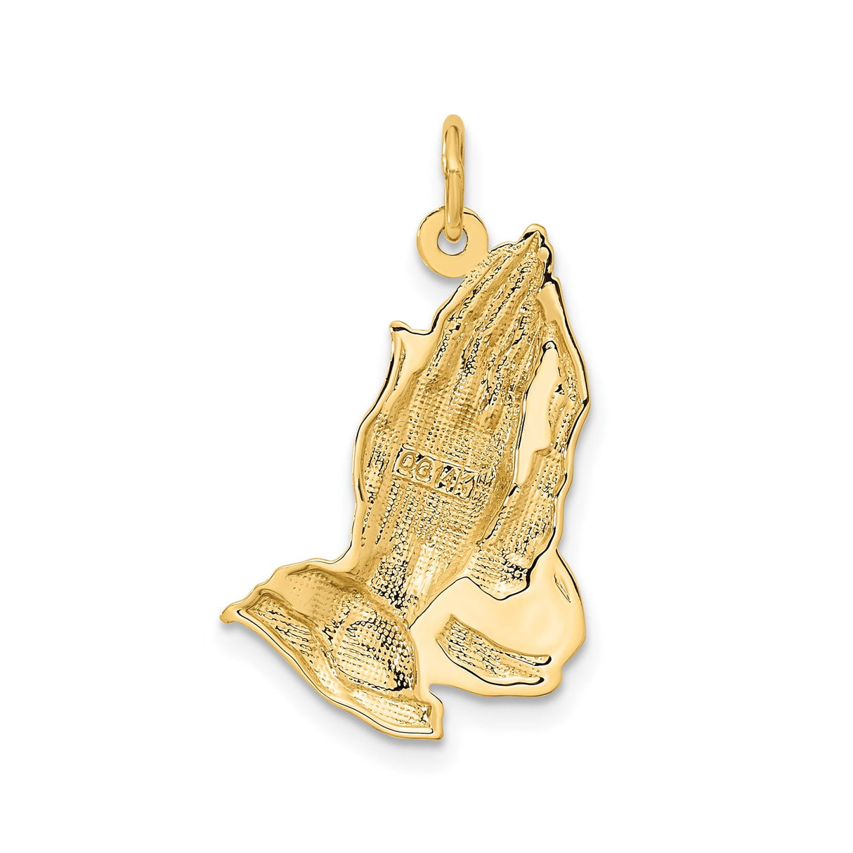 14k Yellow Gold Praying Hands Pendant, Religious Christian Charm for Men and Women