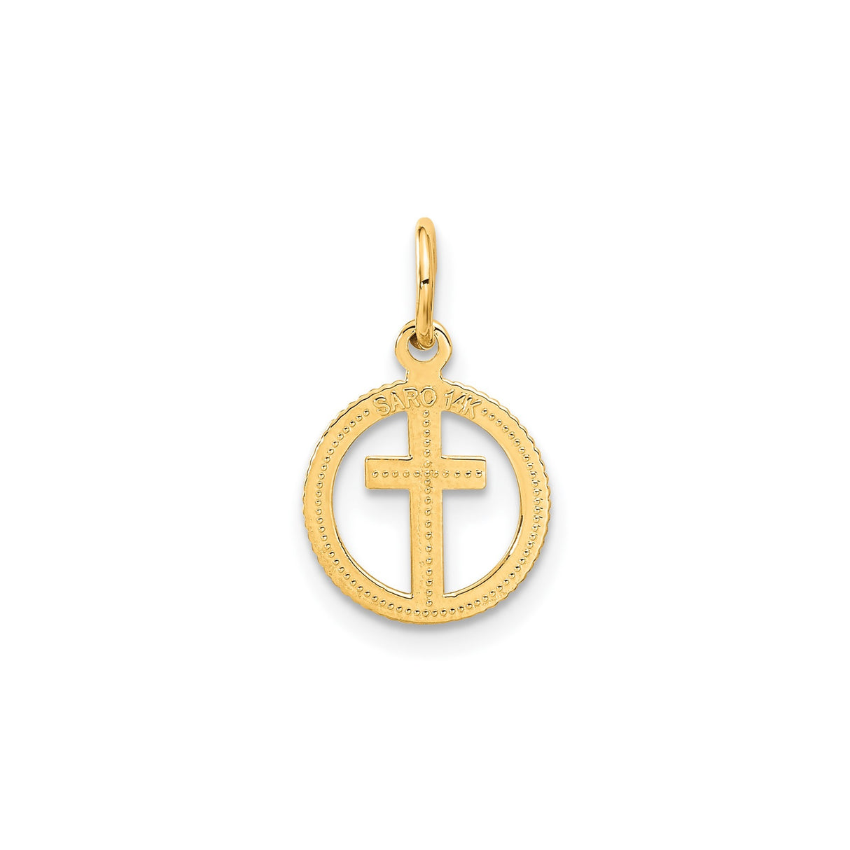 14k Yellow Gold Cross Pendant with Matte Finish and Polished Detail, Religious Symbol for Men and Women