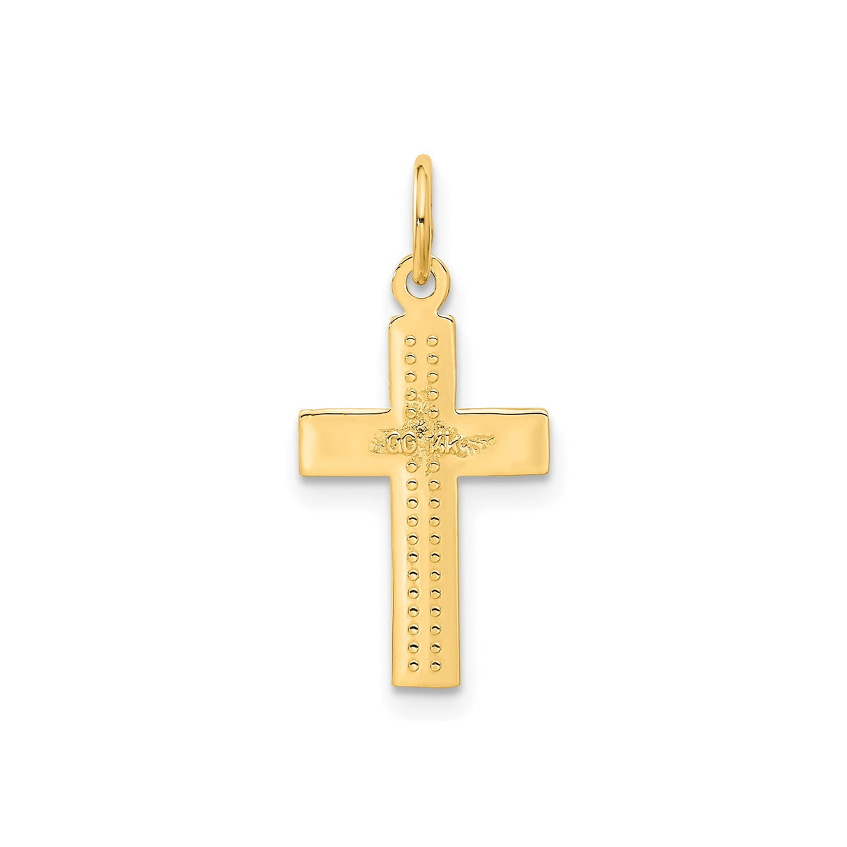 14k Yellow Gold Latin Cross Pendant with Diamond Cut Detailing, Matte and Polished Finish