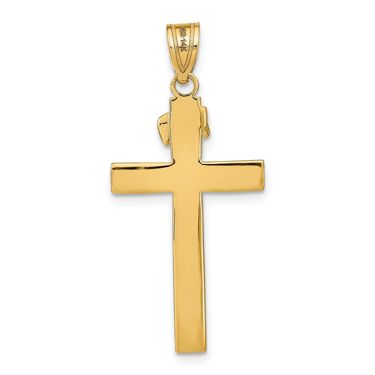 14k Yellow Gold Crucifix Pendant with INRI Jesus Figure, Latin Cross Christian Jewelry