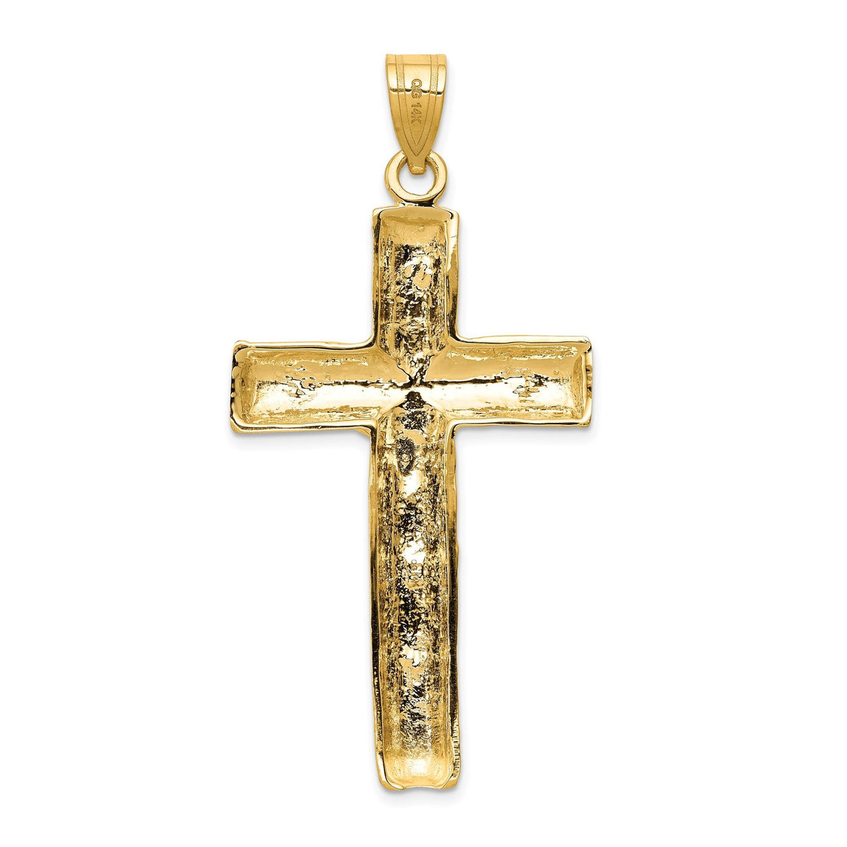 14k Yellow Gold Crucifix Pendant with Jesus on Cross and INRI Inscription Religious Charm