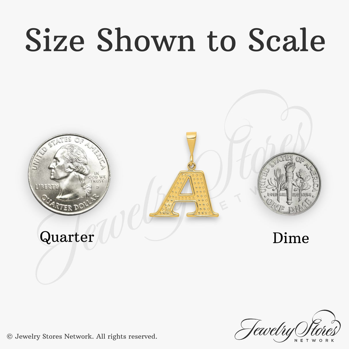 14k Yellow Gold Initial Pendant, Uppercase Letter A Charm with Diamond-Cut Texture