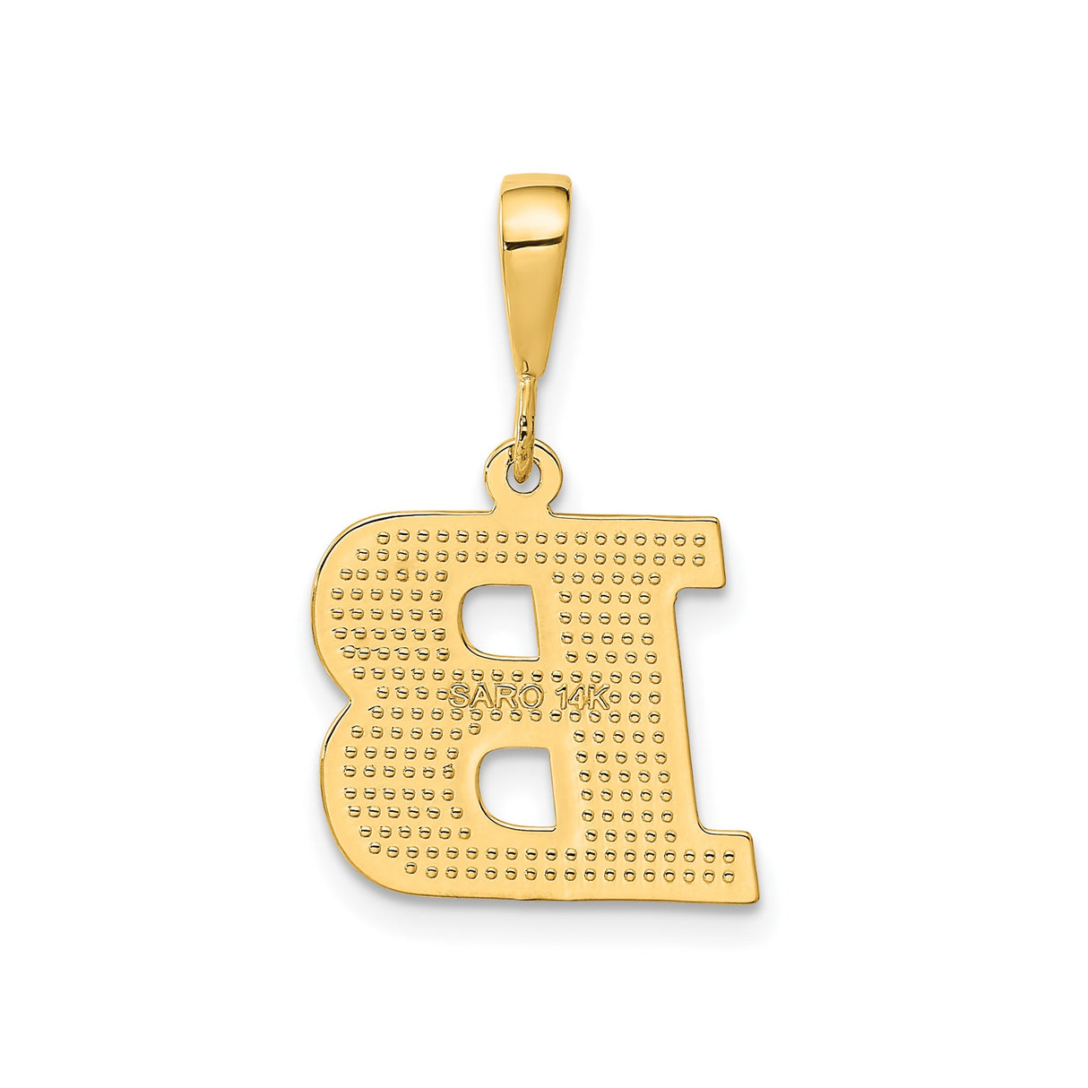 14k Yellow Gold Initial B Pendant, Diamond Cut Block Letter Charm, Unisex Monogram Jewelry
