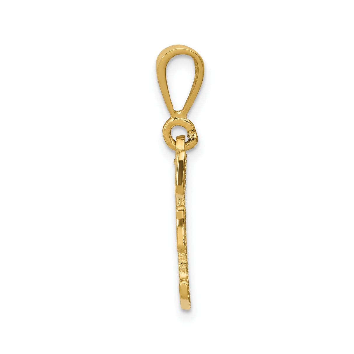 14k Yellow Gold Letter F Pendant, Diamond-Cut Block Style Monogram Charm