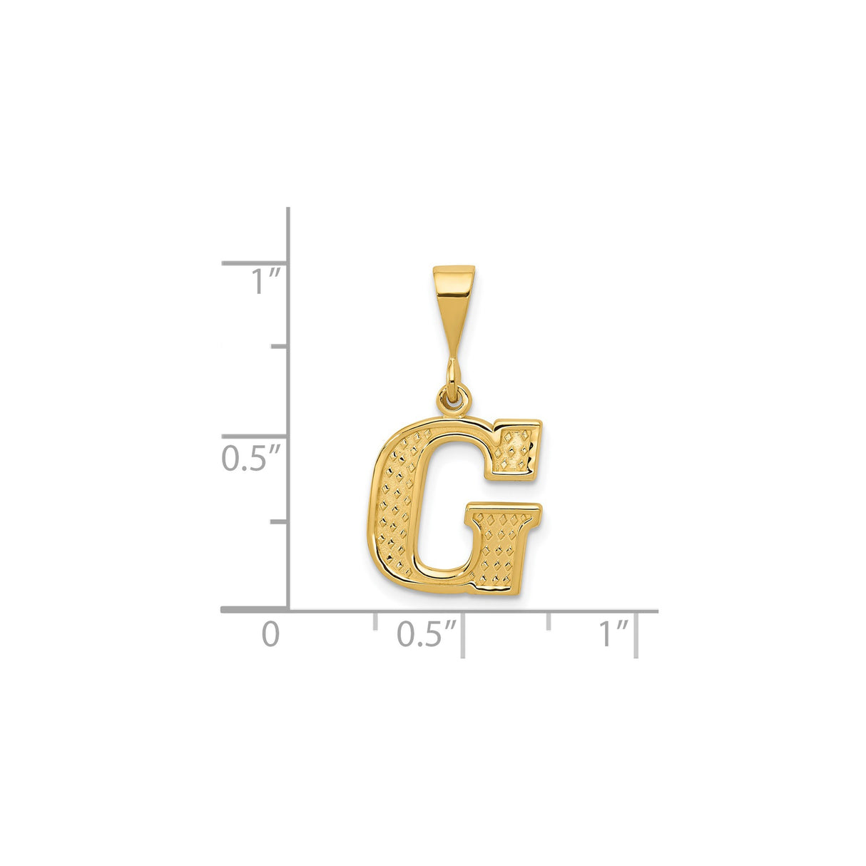 14k Yellow Gold Initial G Pendant, Diamond-Cut Block Letter Charm for Women or Unisex Wear