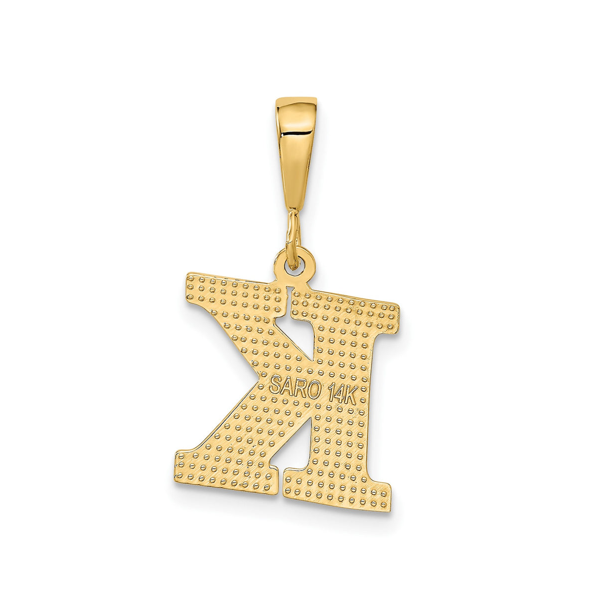14k Yellow Gold Initial K Pendant, Diamond Cut Textured Block Letter Charm