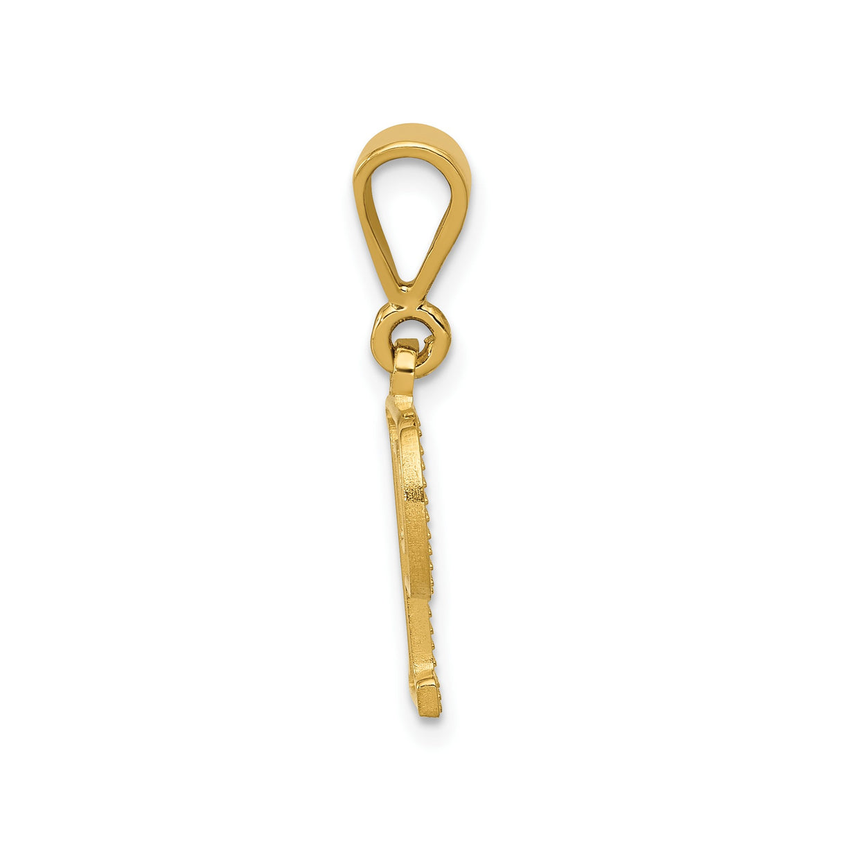 14k Yellow Gold Letter P Pendant, Diamond Cut Texture, Block Style Initial Charm