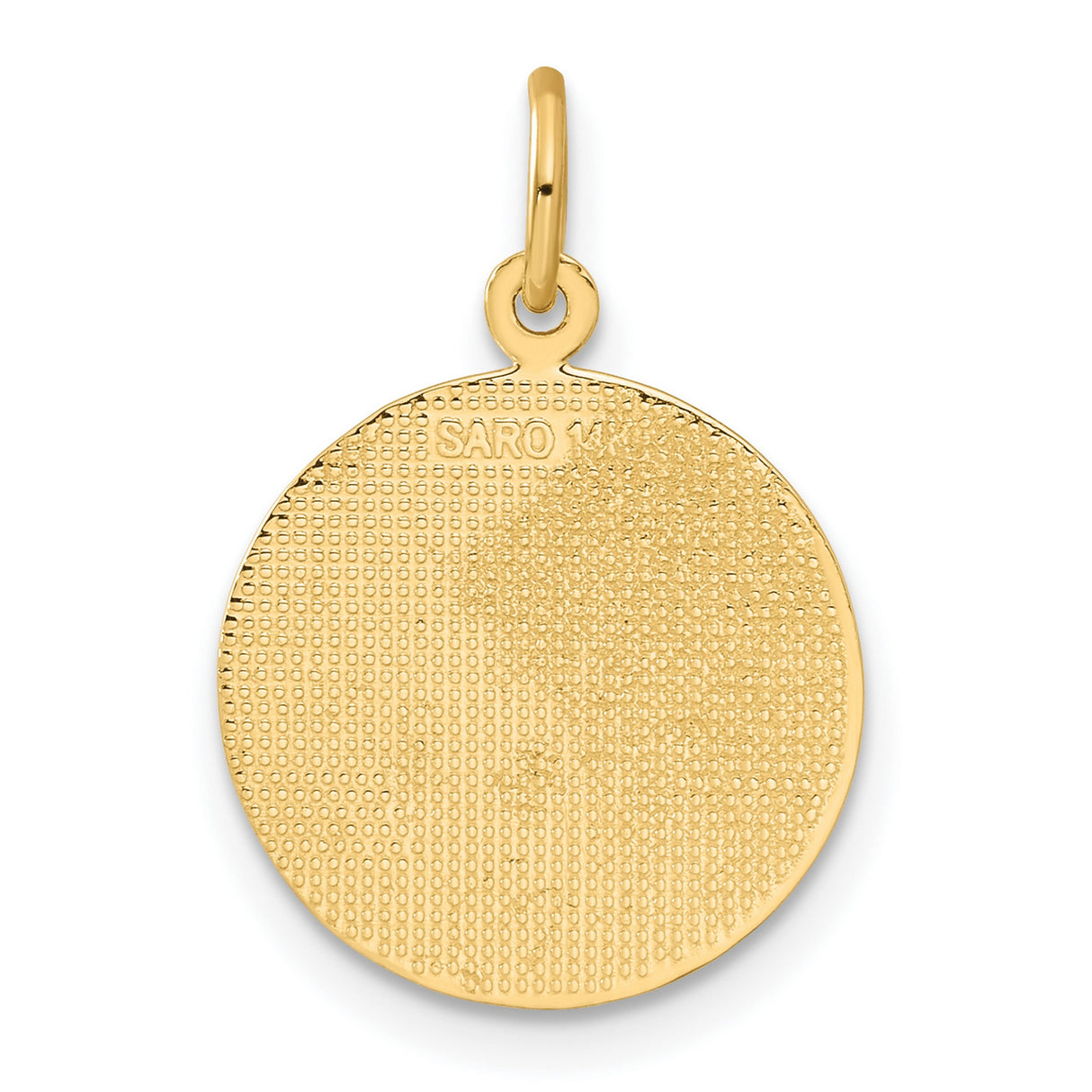 Confirmation Word and Holy Spirit Dove on Round Medal Charm Pendant in Real 14k Yellow Gold