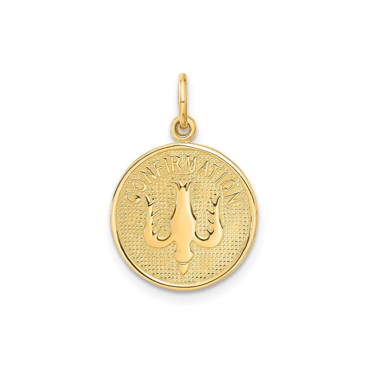 14k Yellow Gold Confirmation Pendant with Descending Dove Symbol, Christian Faith Jewelry