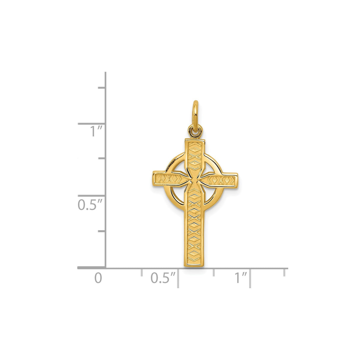 14k Yellow Gold Celtic Iona Cross Pendant, Polished Religious Jewelry for Men and Women