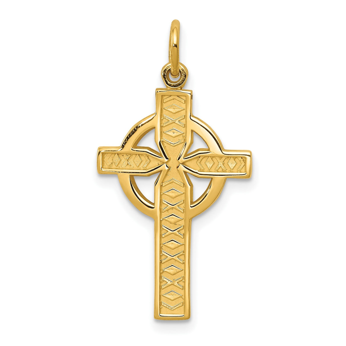 14k Yellow Gold Celtic Iona Cross Pendant, Polished Religious Jewelry for Men and Women