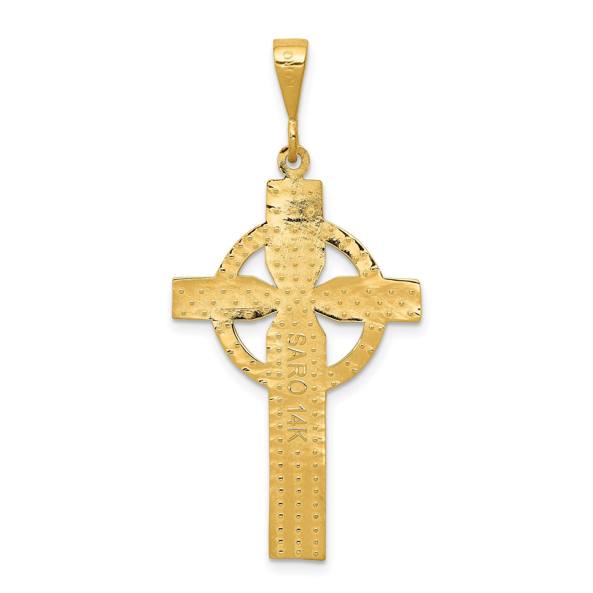 14k Yellow Gold Celtic High Cross Pendant, Textured Religious Christian Symbol Design