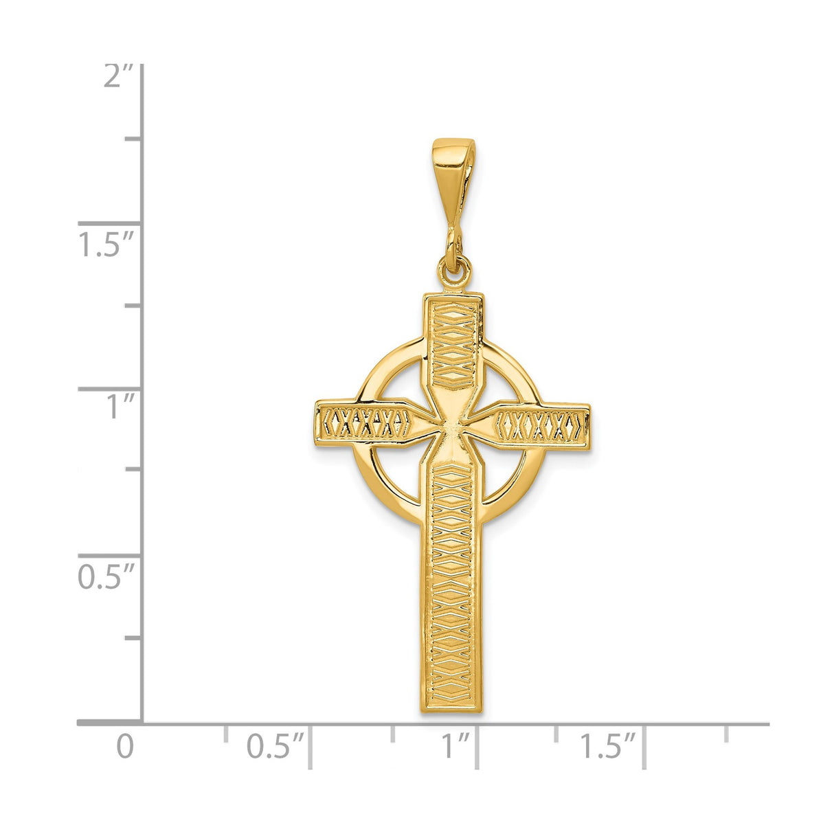 14k Yellow Gold Celtic High Cross Pendant, Textured Religious Christian Symbol Design