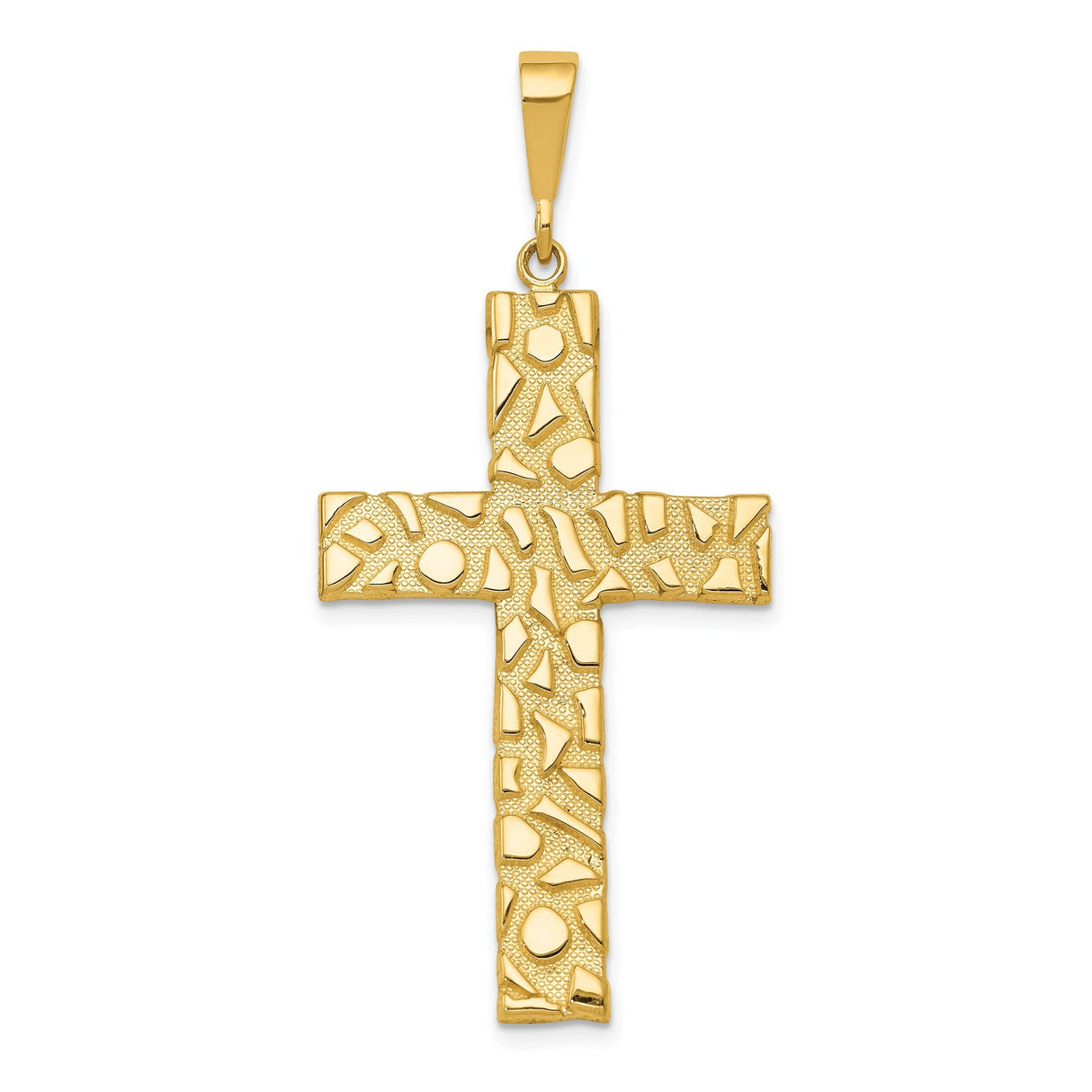 14k Yellow Gold Cross Pendant with Modern Abstract Latin Design for Men and Women