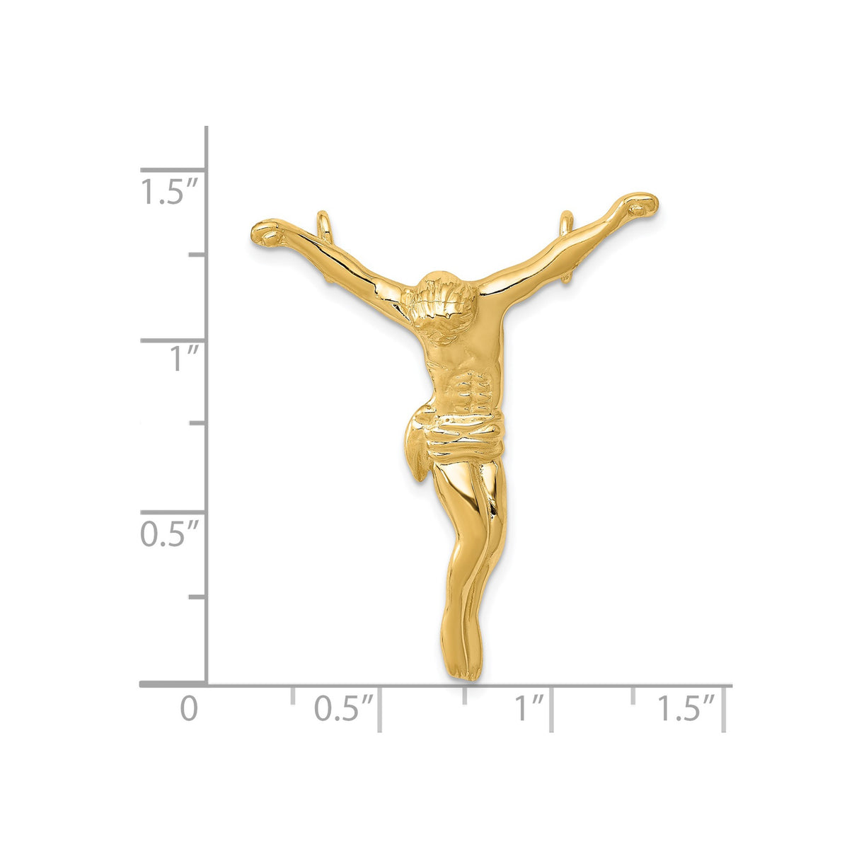 14k Yellow Gold Crucifix Pendant with Jesus on the Cross, Religious Christian Charm