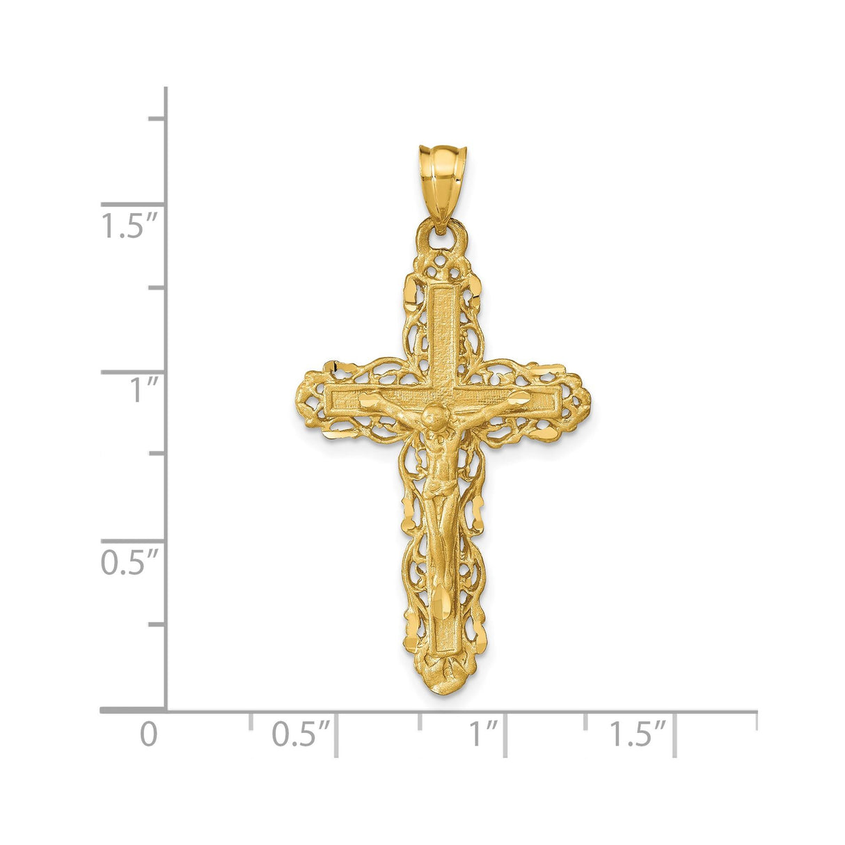 14k Yellow Gold Crucifix Cross Pendant Featuring Jesus, Catholic Christian Religious Jewelry
