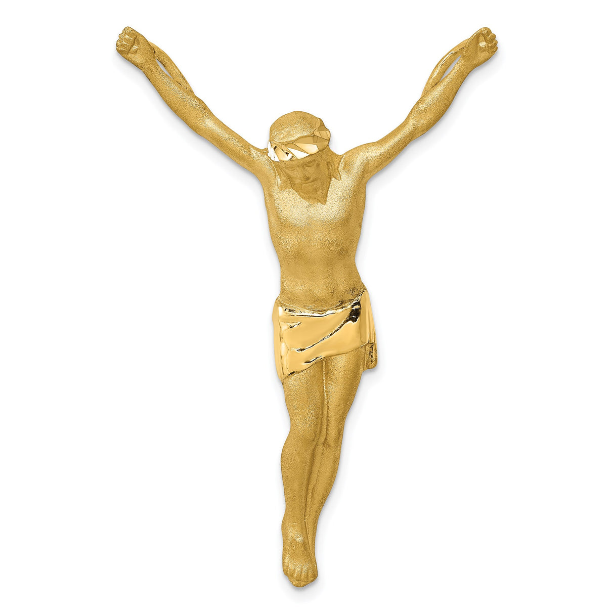 14k Yellow Gold Crucifix Pendant with Jesus on Cross, Catholic Religious Jewelry