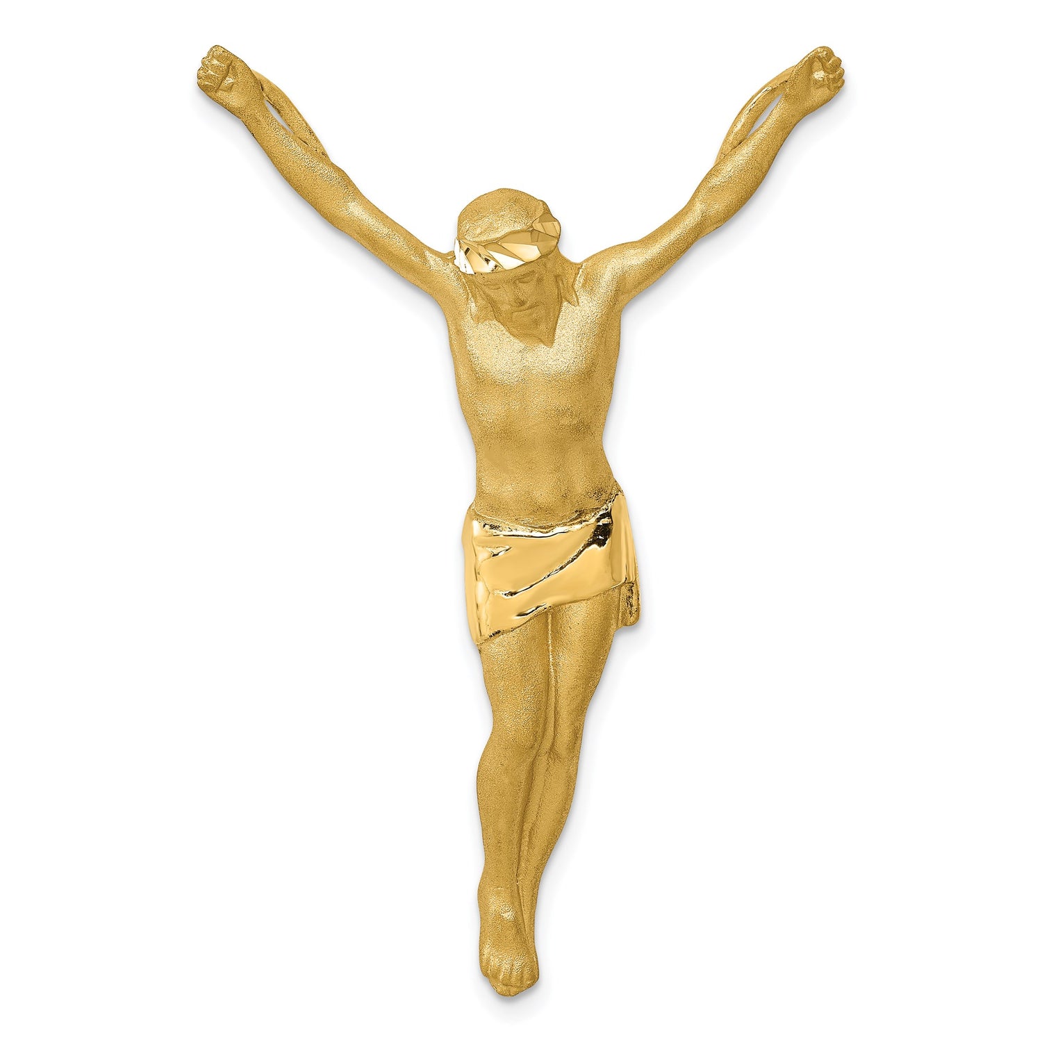 14k Yellow Gold Crucifix Pendant with Jesus on Cross, Catholic Religious Jewelry